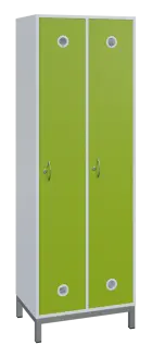 SSLN - 180 - 60 šatní skříň 2-dvéřová, 1800x600x400 mm, kovové nohy, korpus bílý, dvířka jarní zeleň